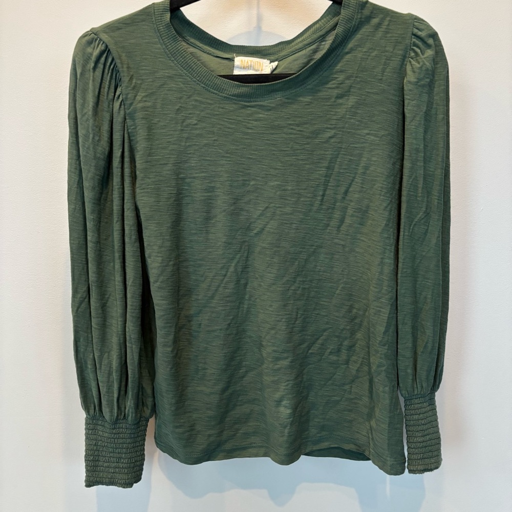 Nation Ltd Green Puff Long Sleeve Top Size‎ XS